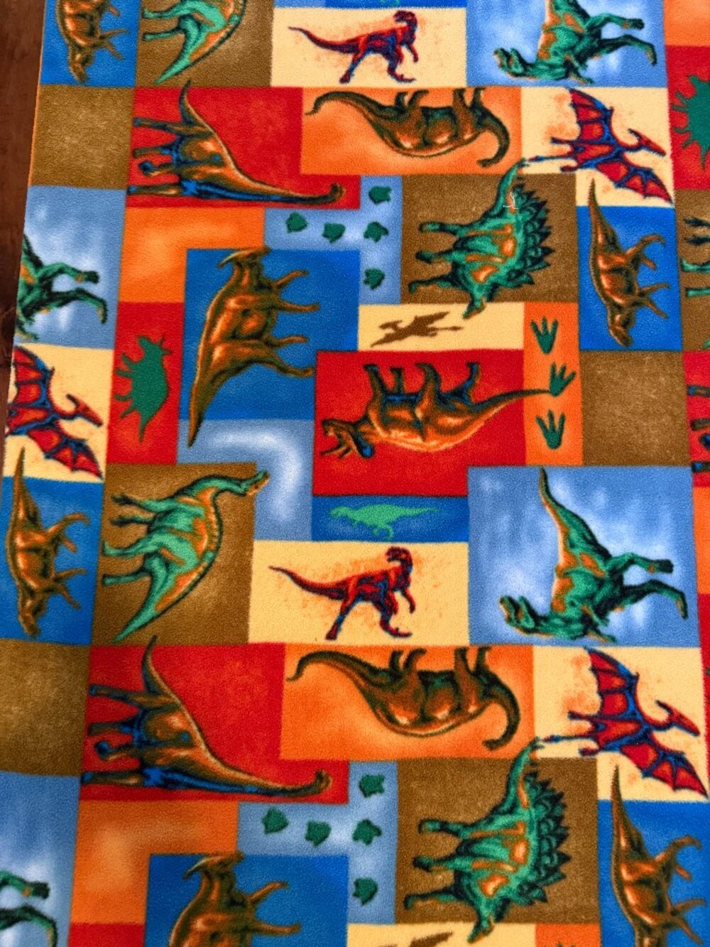 VTG 90's Handmade 'Prehistoric Dinosaur Patch' Fleece Blanket